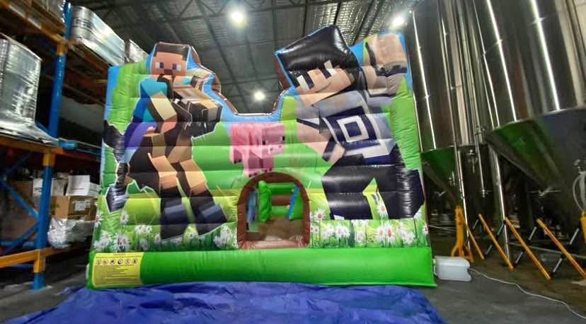 Minecraft Jumping Castle For Hire w/ FREE Bubble Blower Machine photo 2