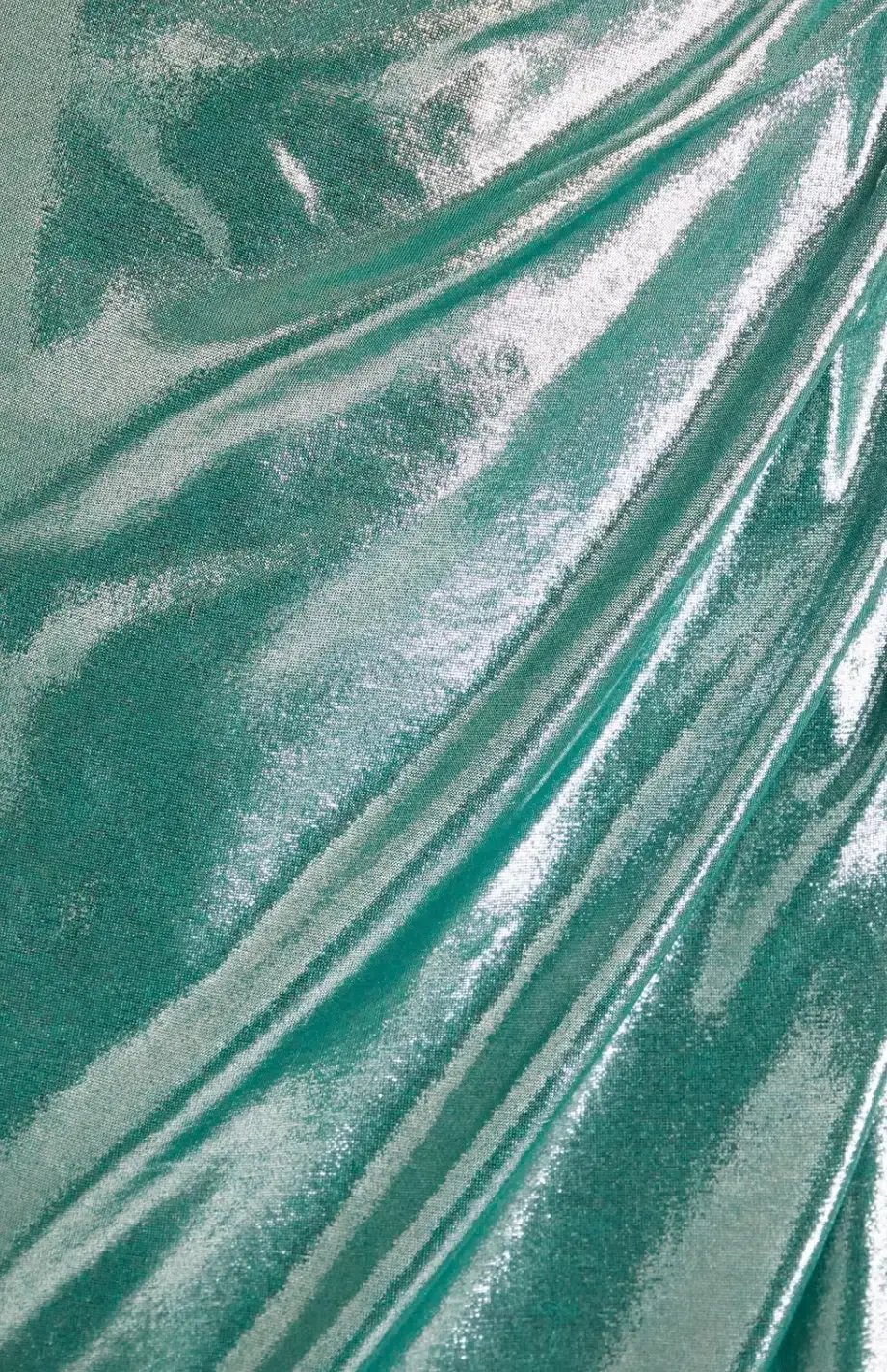 Marchesa Notte One-Shoulder Ruched Metallic Stretch-Jersey Gown Metallic Green Size 10 photo 4