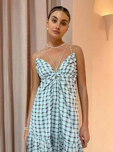 Significant Other Emily Maxi Dress in Mint Check Size 8 photo 2