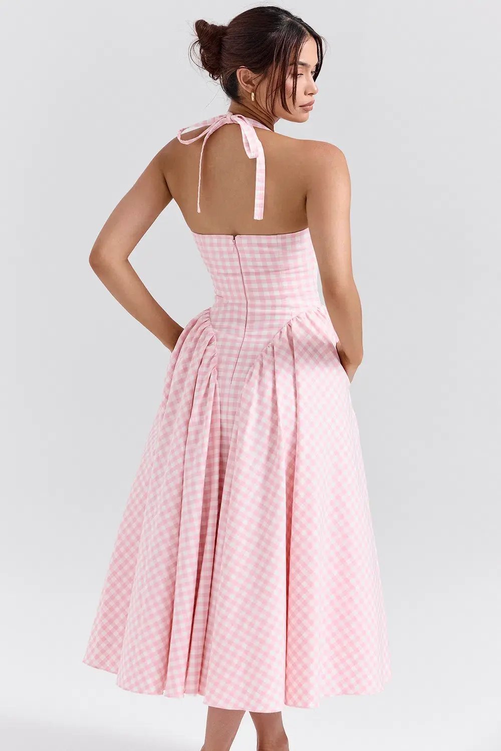 House of CB Marilyn Gingham Halter Midi Sundress Strawberry Shortcake Size S / AU 8 photo 2