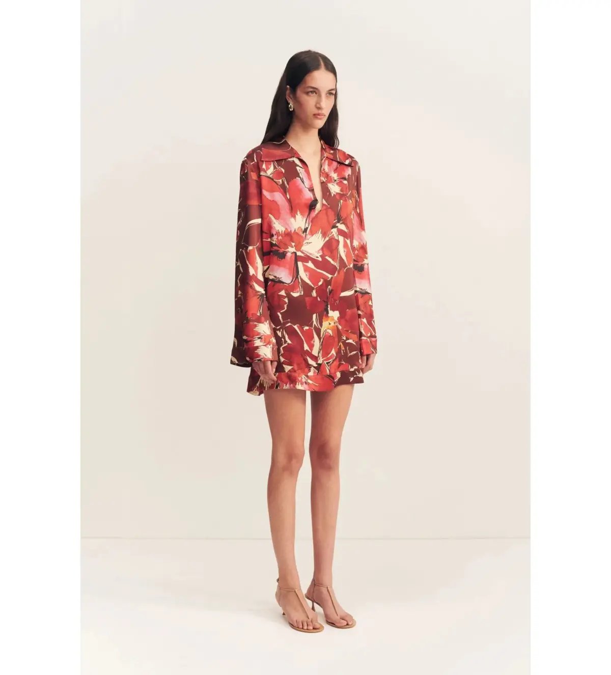 Shona Joy Nolita Shift Mini Dress Rosewood Floral One Size 6/XS photo 3
