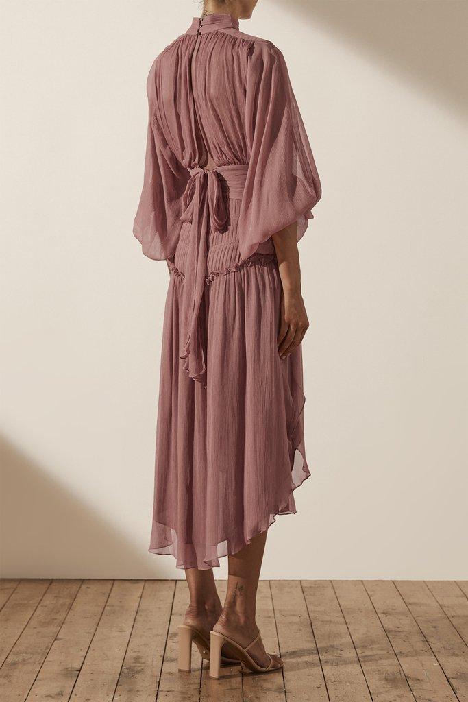 Shona Joy Olympia Long Sleeve Open Back Midi Dress Pink Size 8 photo 2