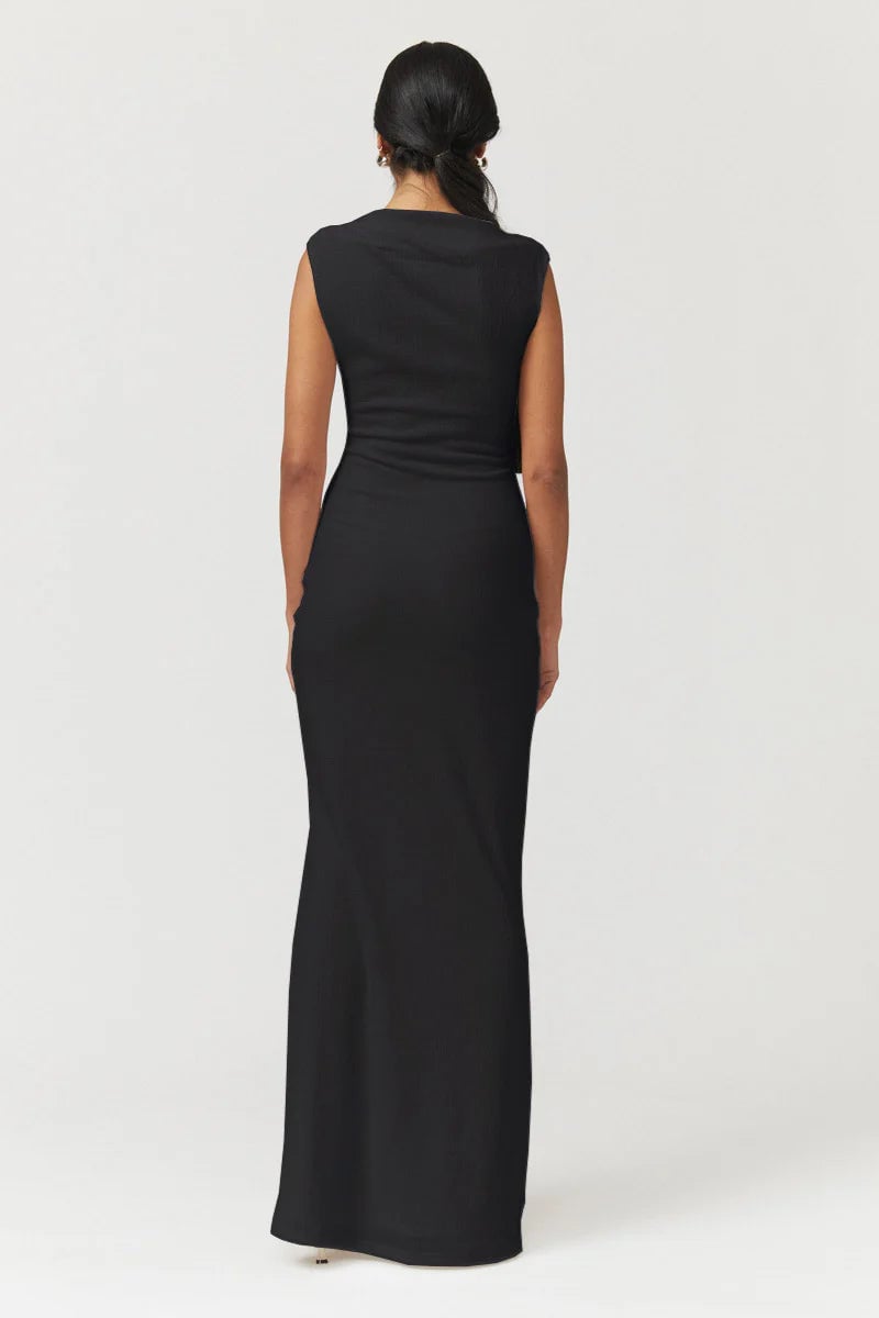SUBOO JACQUI ROUCHED FRONT MIDI DRESS - BLACK photo 3