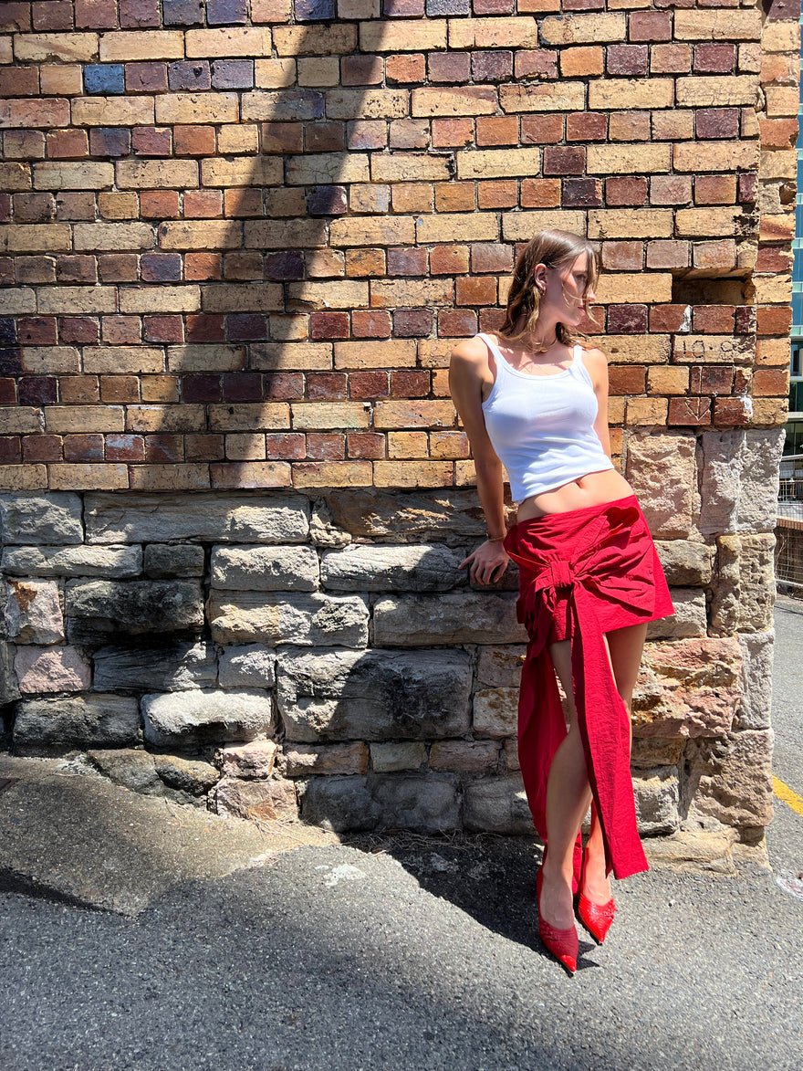 Acne Studios Red Bow Mini Skirt photo 3