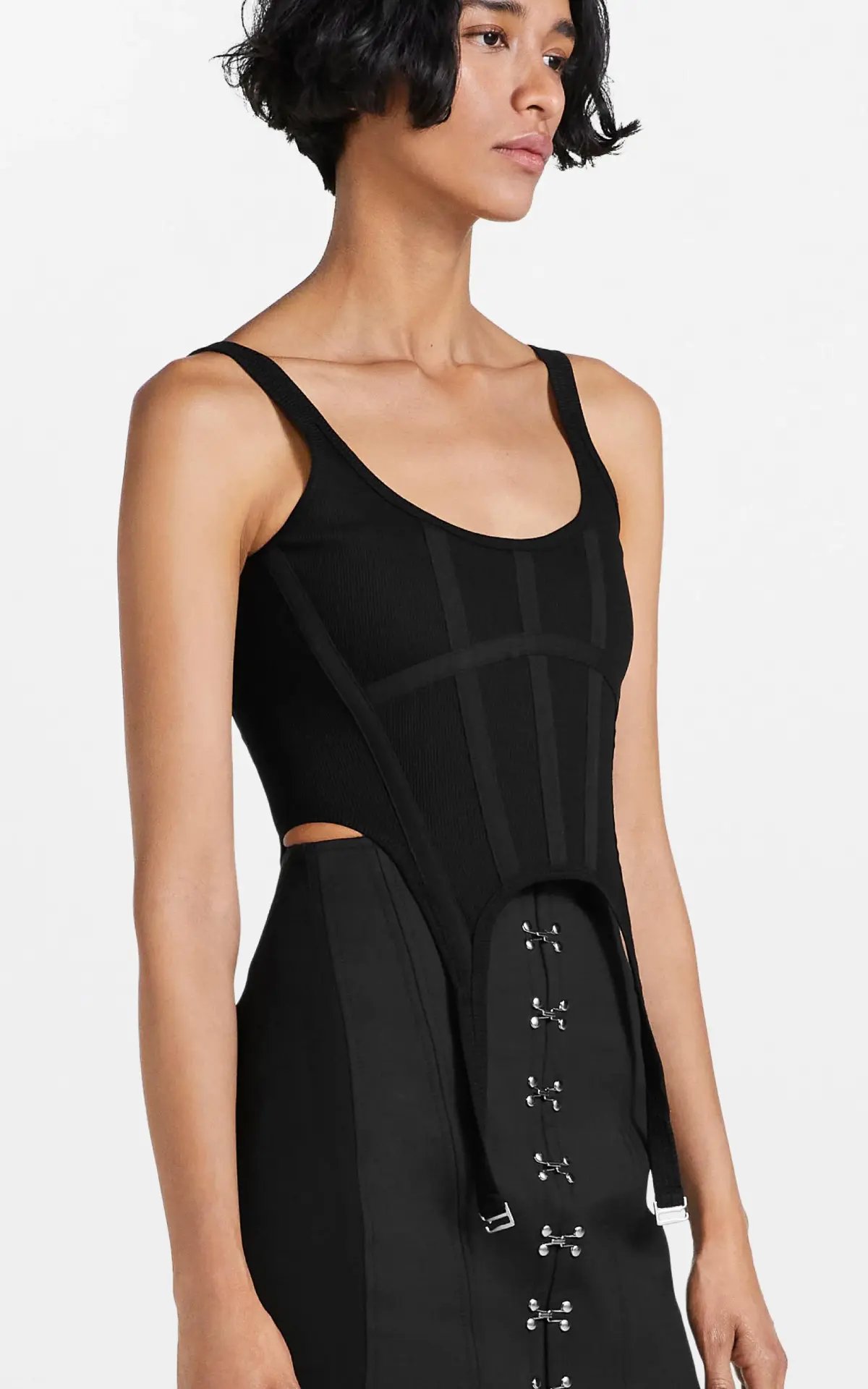 Dion Lee Rib Combat Corset Top Black Size 6 photo 2