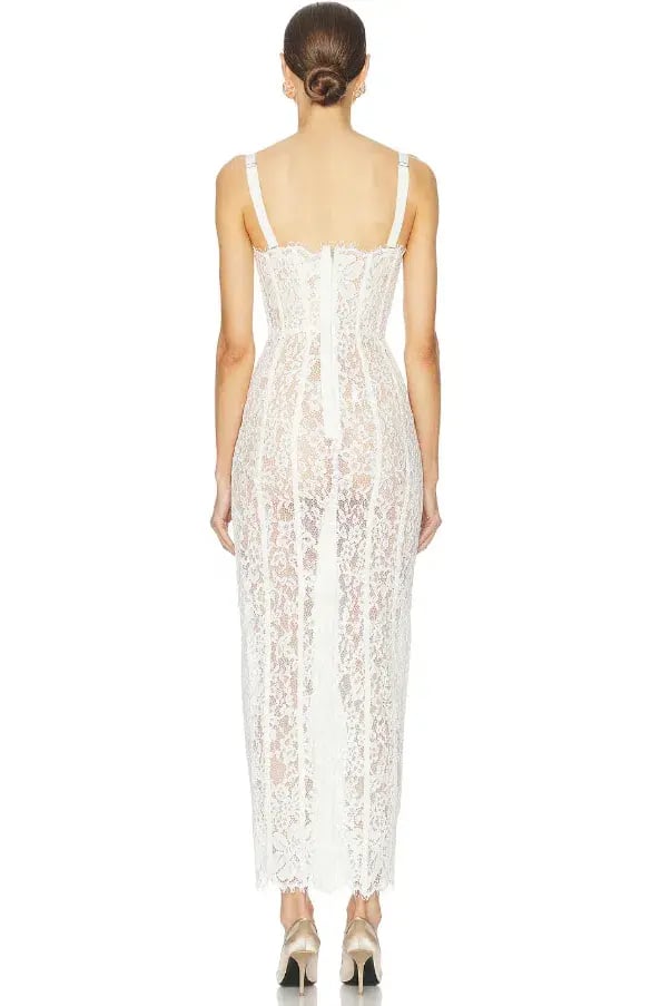 Helsa Lace Column Dress White Size 8/XS photo 2