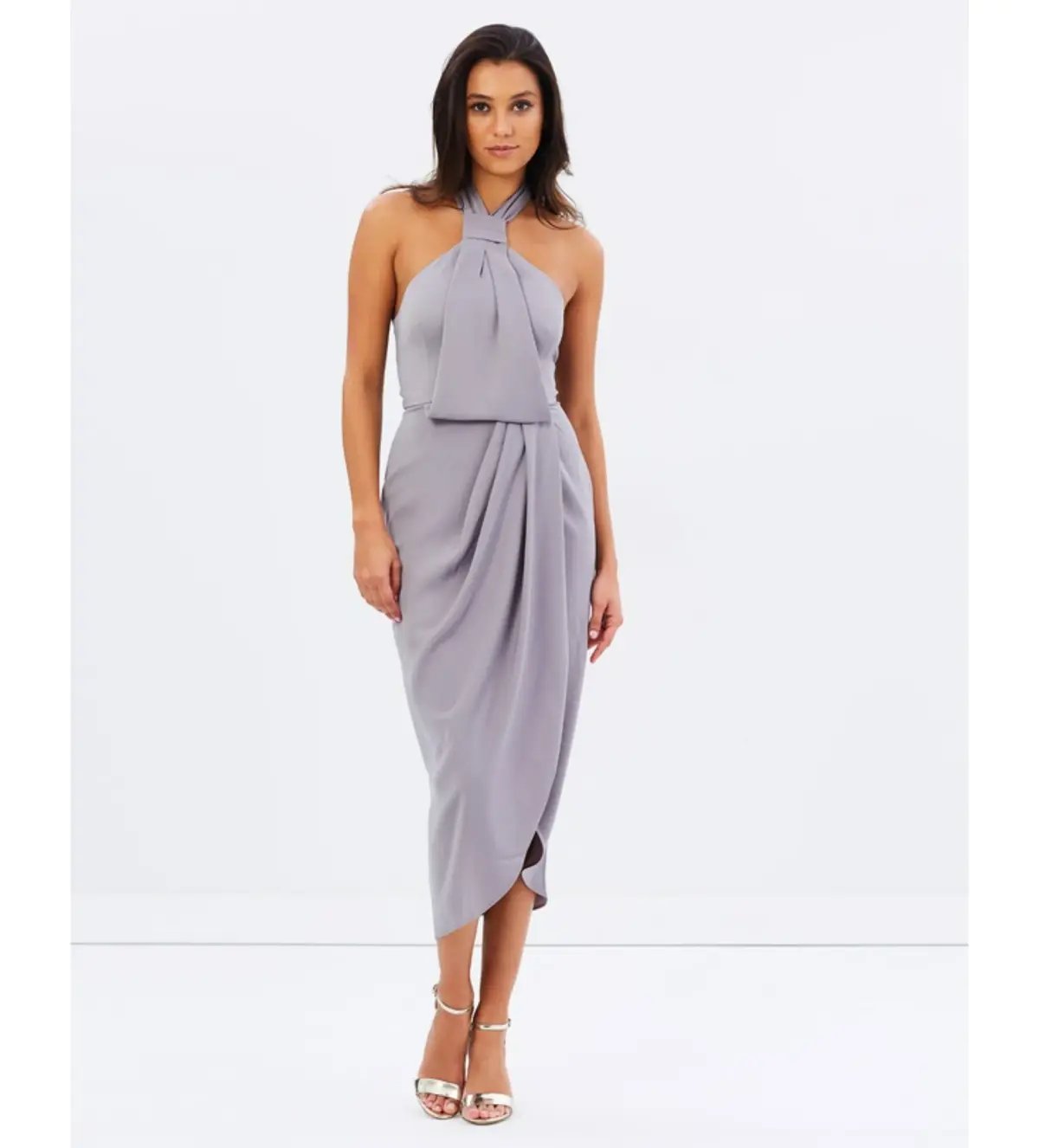 Shona Joy Core Knot Draped Dress Grey Size AU 16 photo 4
