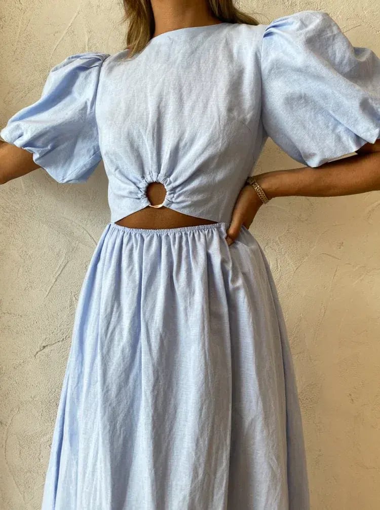 By Nicola Dahlia Ring Detail Maxi Dress In Sky photo 2