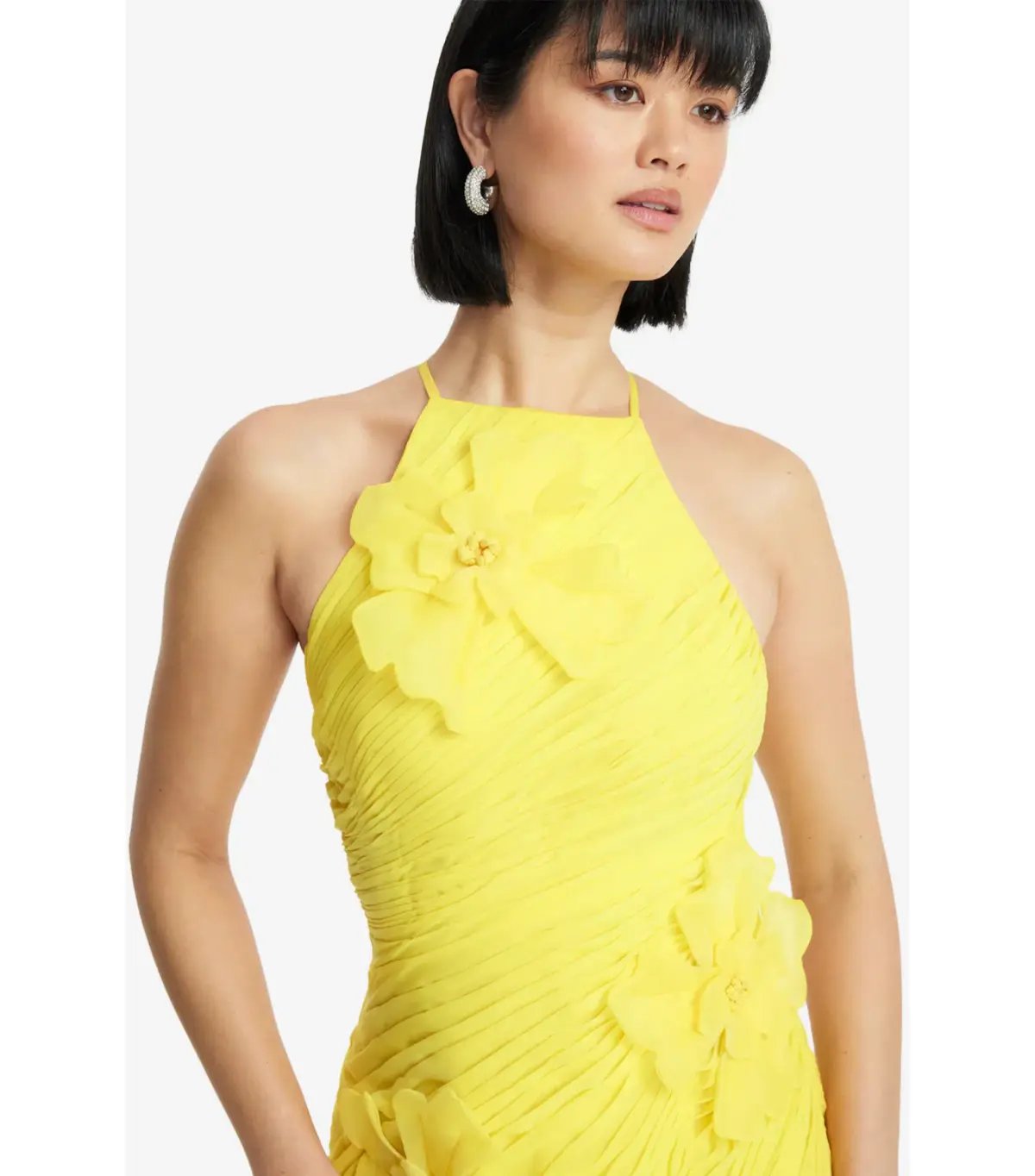 Leo Lin Amya Floral Appliqué Maxi Gown in Sunshine Size AU 8 photo 4