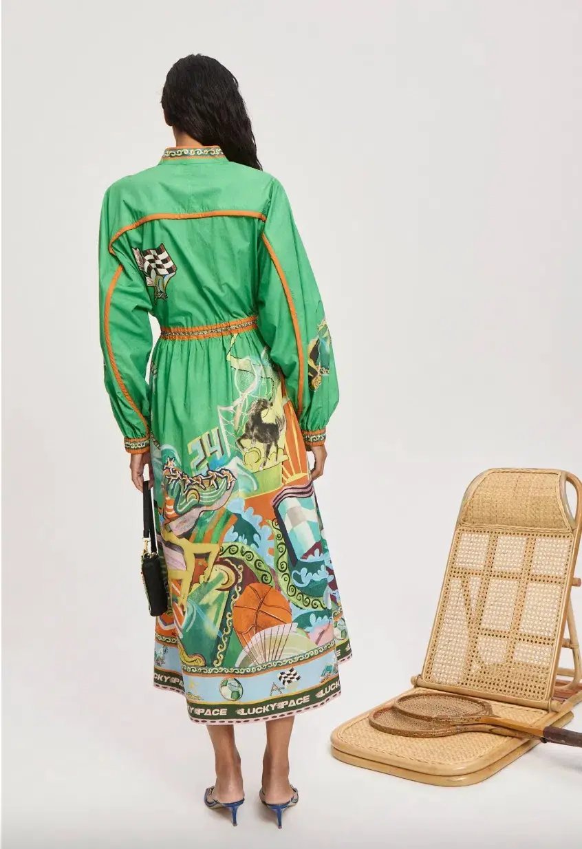 Alémais Lucky Pace Midi Shirtdress in Green Size 16 photo 3