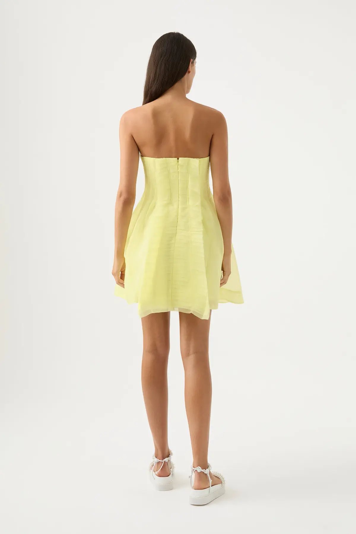 Aje Astrid Strapless Mini Dress Soft Lemon Yellow Size 12 photo 2
