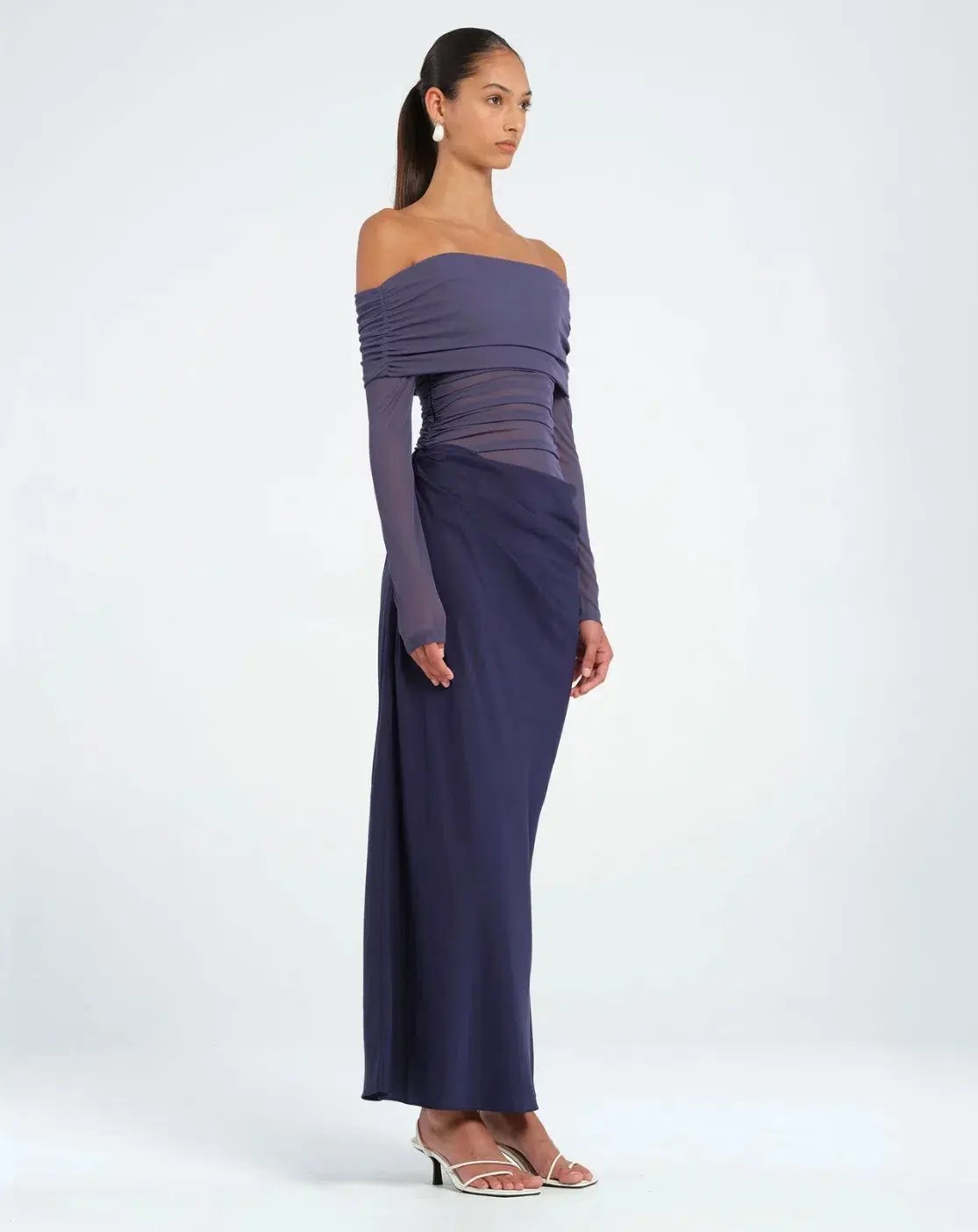 Benni Yasmin Off Shoulder Maxi Dress Navy Size 10 photo 7