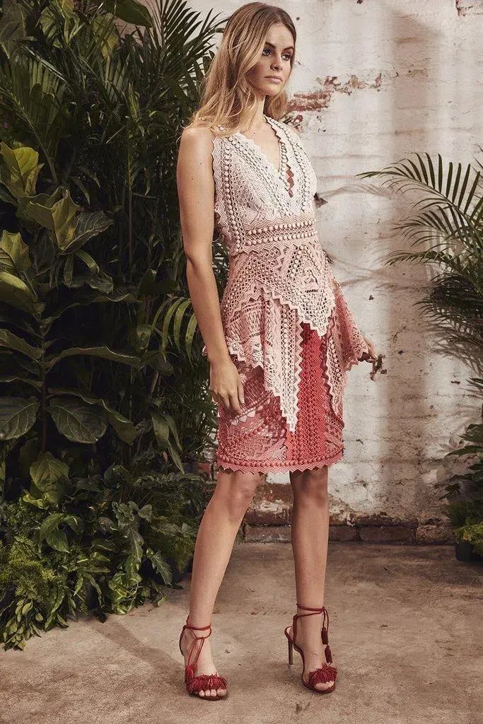 Thurley La Rambla Lace Midi Dress Pink Size 10 photo 3