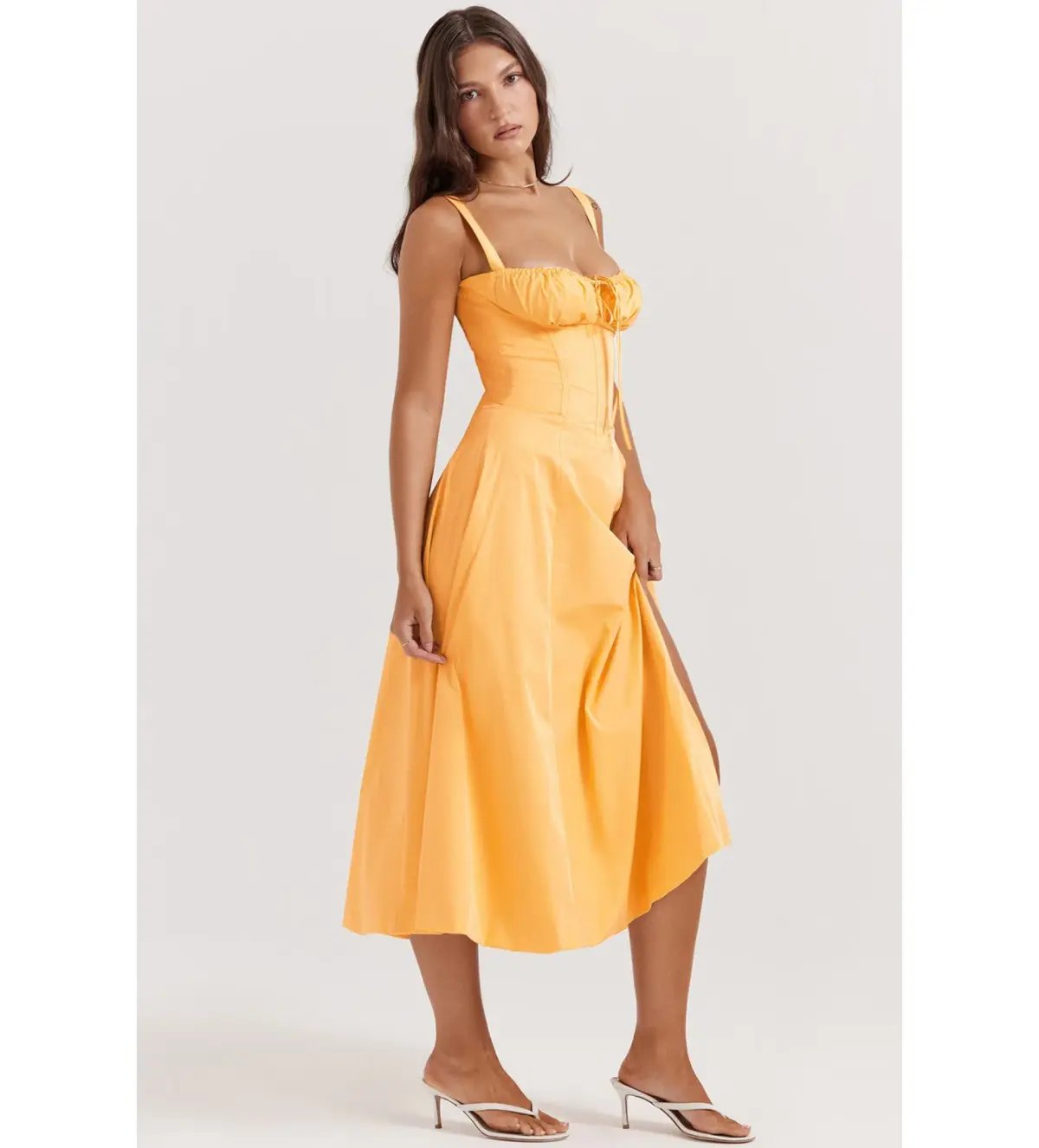 House of CB Carmen Bustier Midi Sundress Tangerine Size XS/AU 6 photo 2