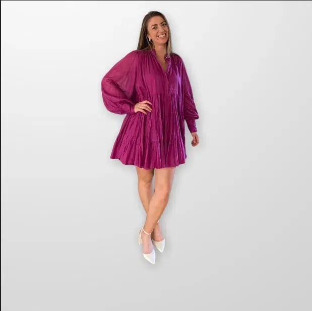 Aje Romance Smock Mini Dress Fuchsia Size 14 / XL photo 4