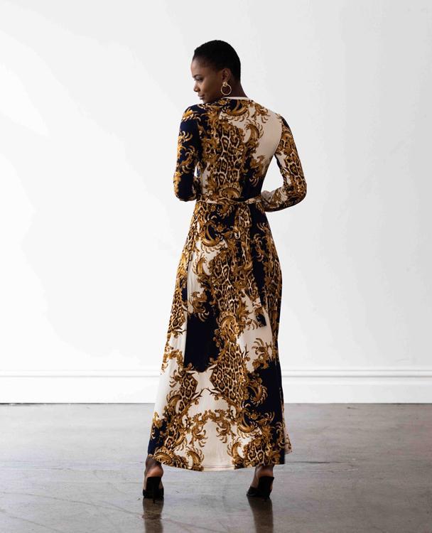 Mónica The Label Baroque Print Wrap Dress Size 12 photo 4