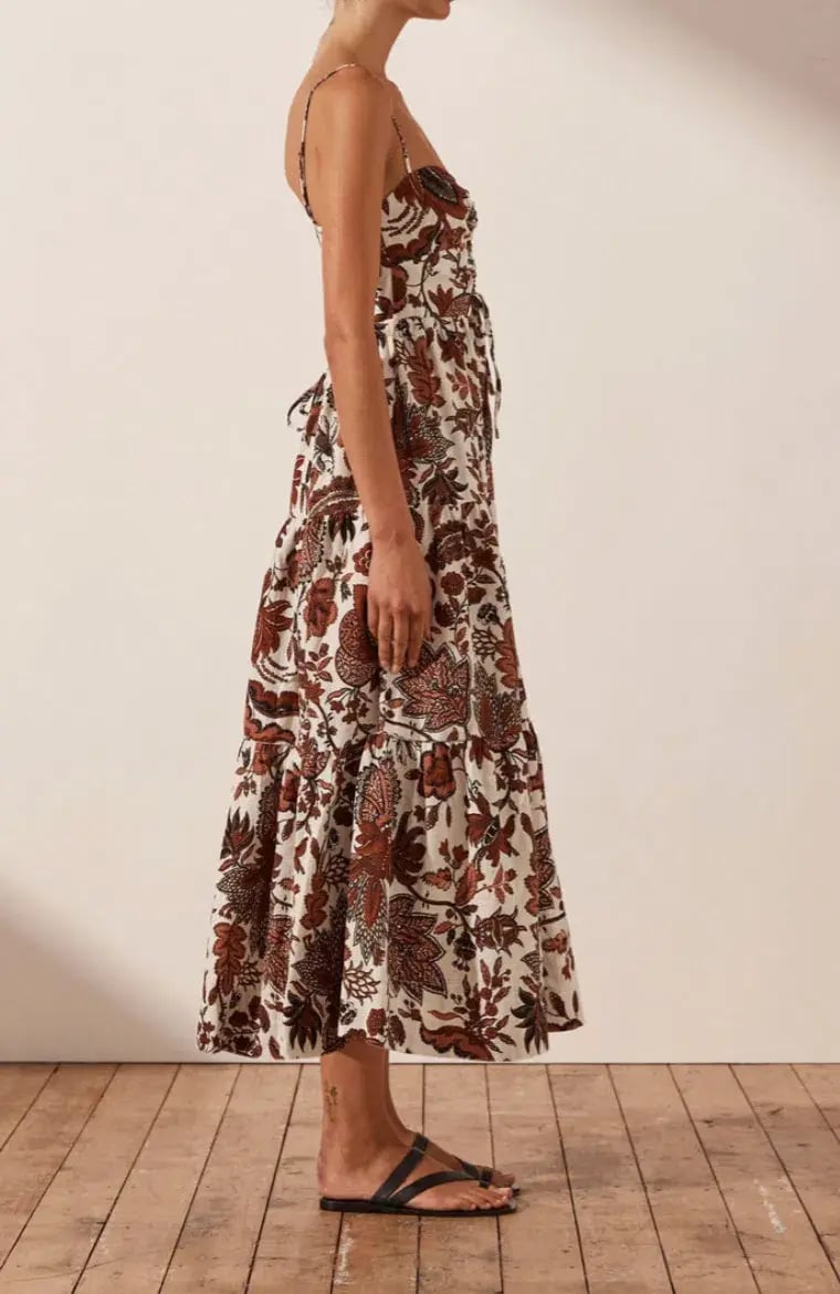 Shona Joy Catalina Lace Up Backless Midi Dress Print Size 8 photo 3