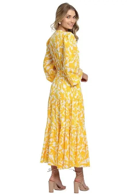 Rebecca Vallance Limoncello Long Sleeve Midi Dress Yellow Size 10 photo 4