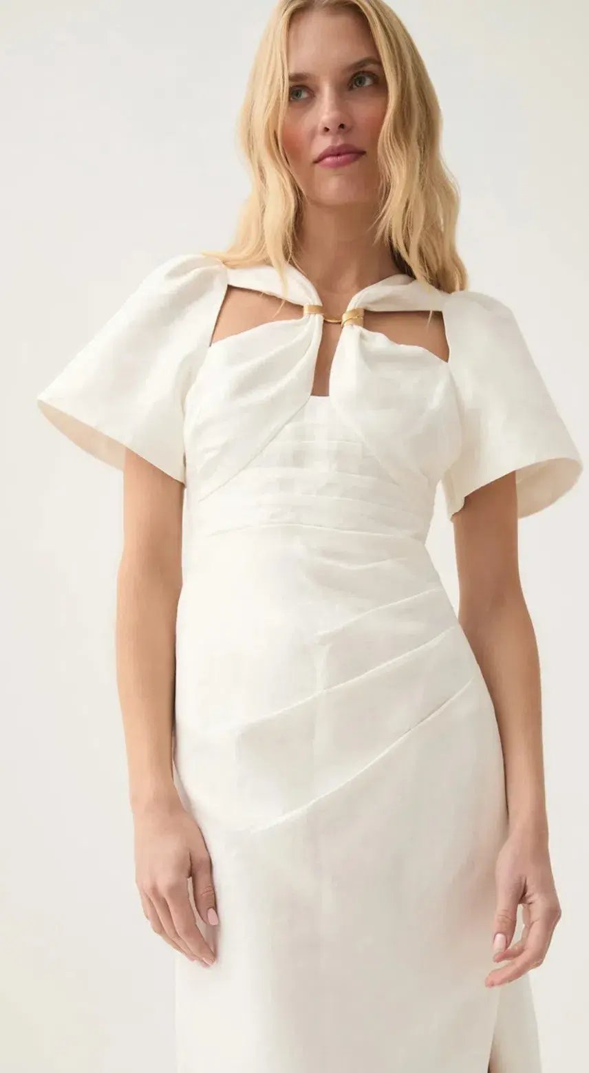Aje Presence Twisted Midi Dress Ivory Size 12 photo 4