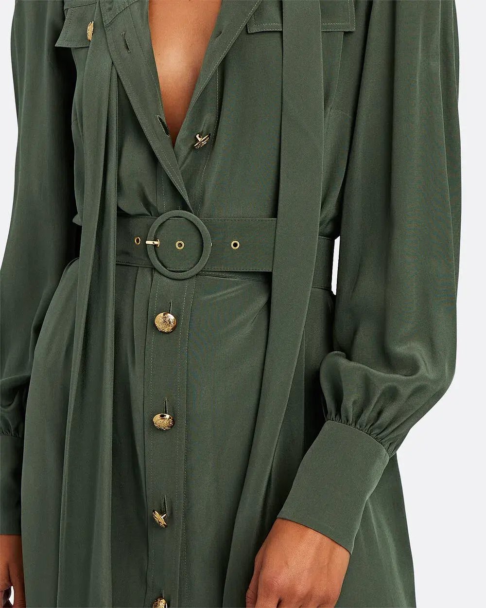 Zimmermann Silk Tie Midi Dress Green Size 8 photo 2