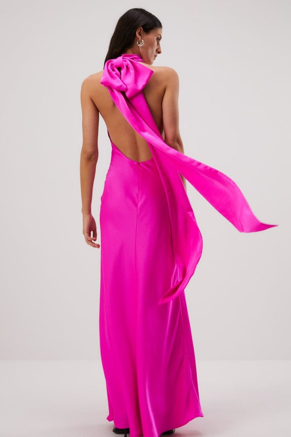 Evianna Satin Gown in Pink photo 5