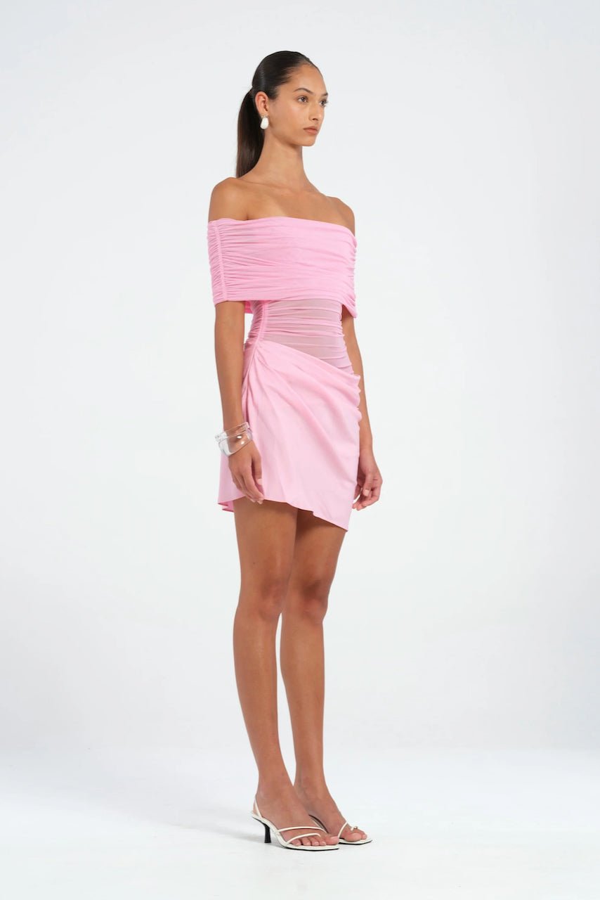 BENNI NICO OFF SHOULDER MINI DRESS - BUBBLEGUM photo 2
