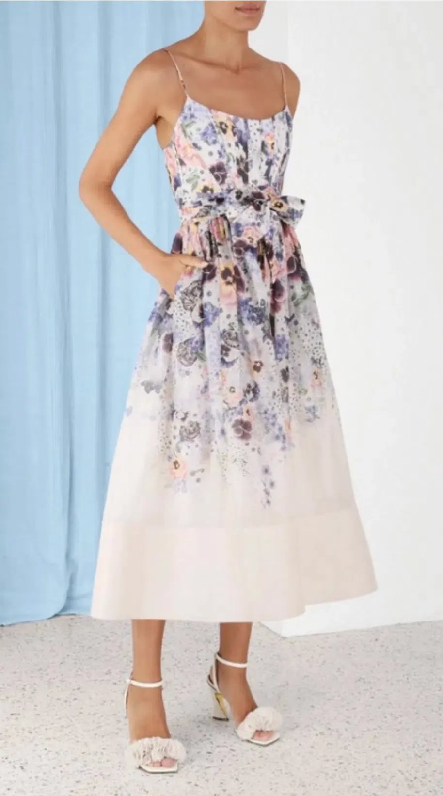 Zimmermann Tama Corset Midi Dress Purple Pansy Floral Print Size 2 / 12 AU photo 4