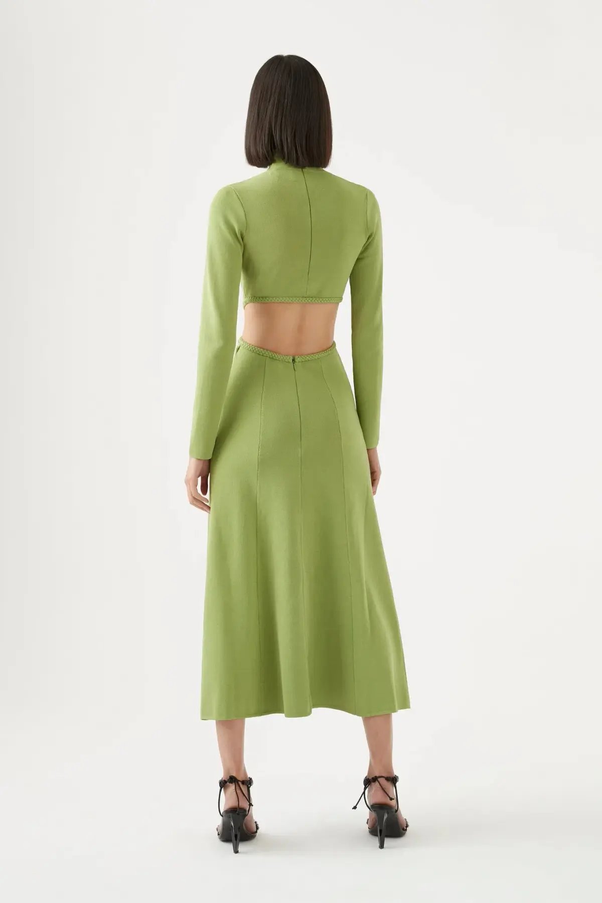 Aje Amelie Braided Cut Out Knit Midi Dress Green Size XL / AU 14 photo 2