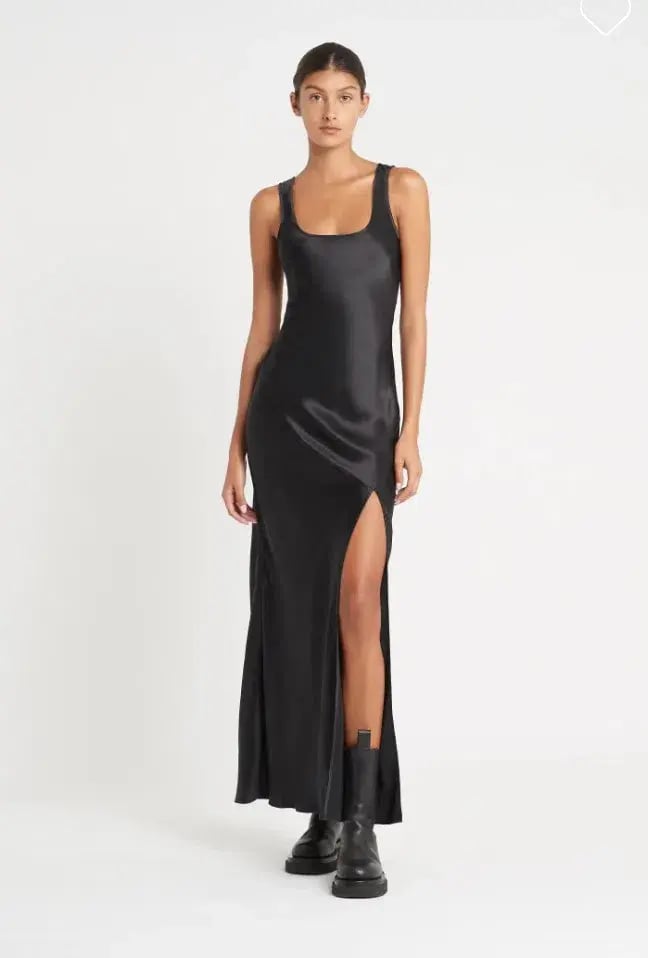 Sir the Label Editta Silk Bias Cut Maxi Dress Black Size 8 photo 6