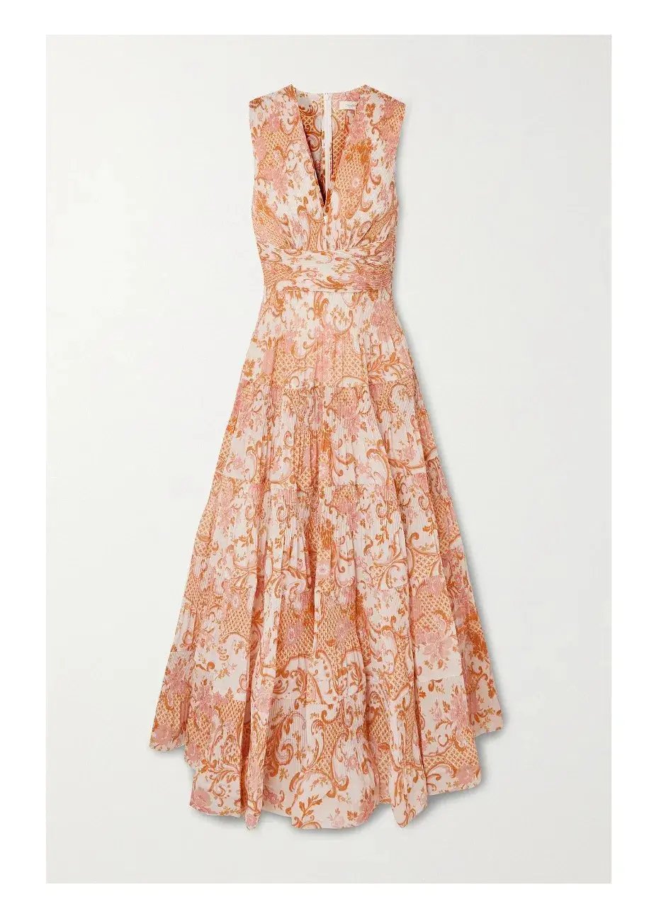 Zimmermann Postcard Pleated Organza Dress Print Size 1 / Au 10 photo 3