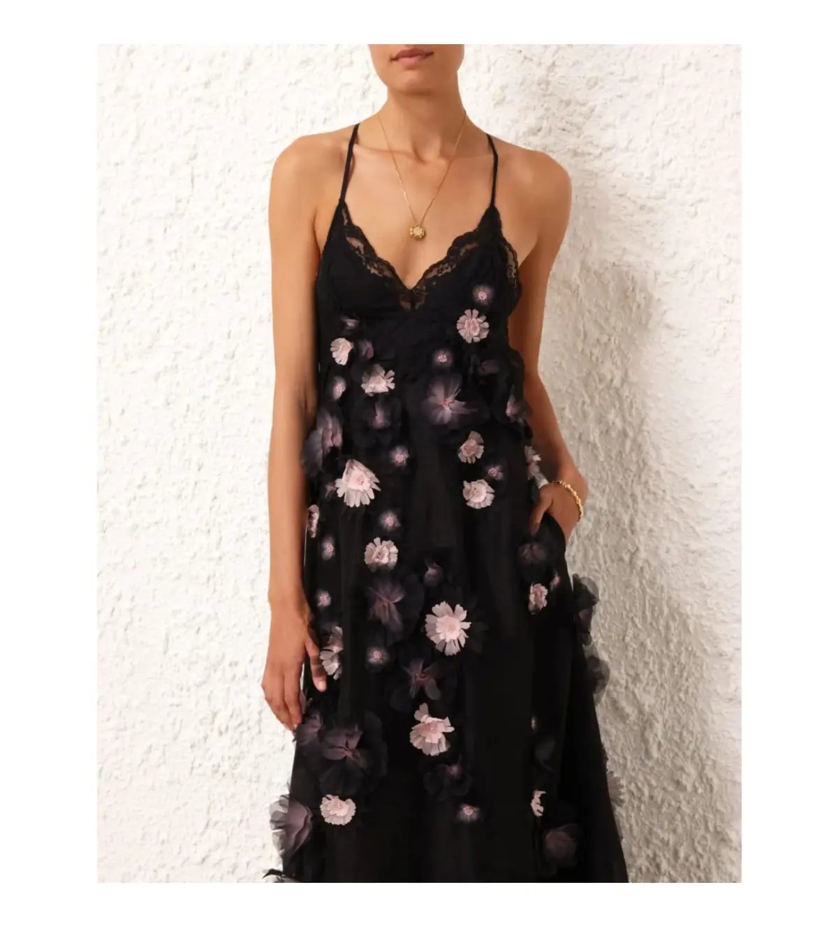 Zimmermann Matchmaker Daisy Slip Maxi Dress in Black Size AU 10 photo 4