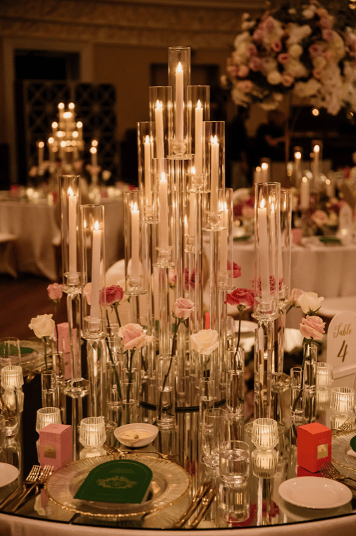 Tall Modern Clear 10 arm Candelabra with Led Tapers photo 2
