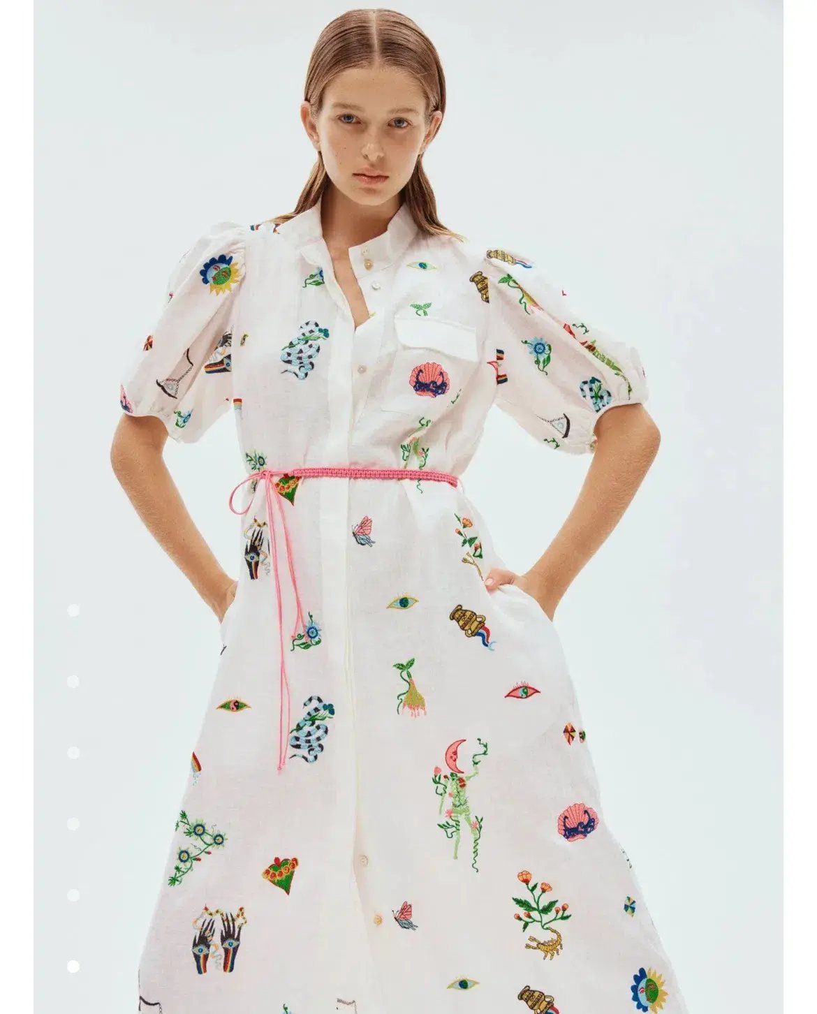 Alemais Atticus Embroidered Shirtdress White/Print Size 10 photo 3