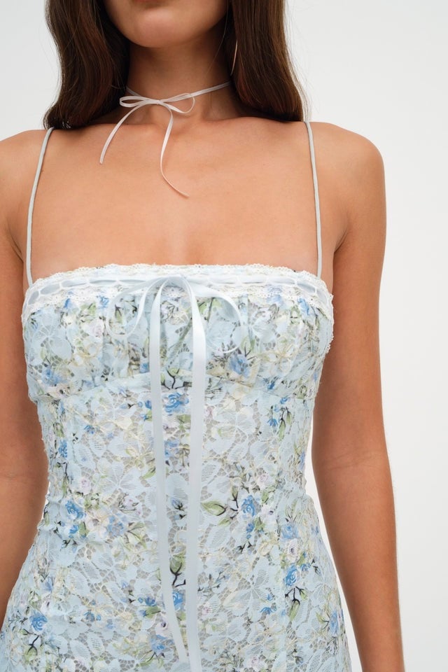 FOR LOVE & LEMONS CLAIRE LACE MINI DRESS - BLUE photo 3