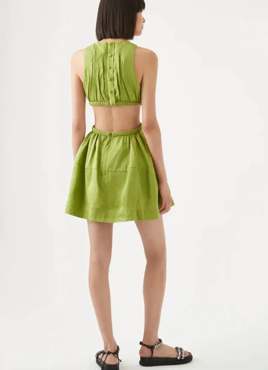 Aje Voyage Braided Cut Out Mini Dress Green Size AU 10 photo 4