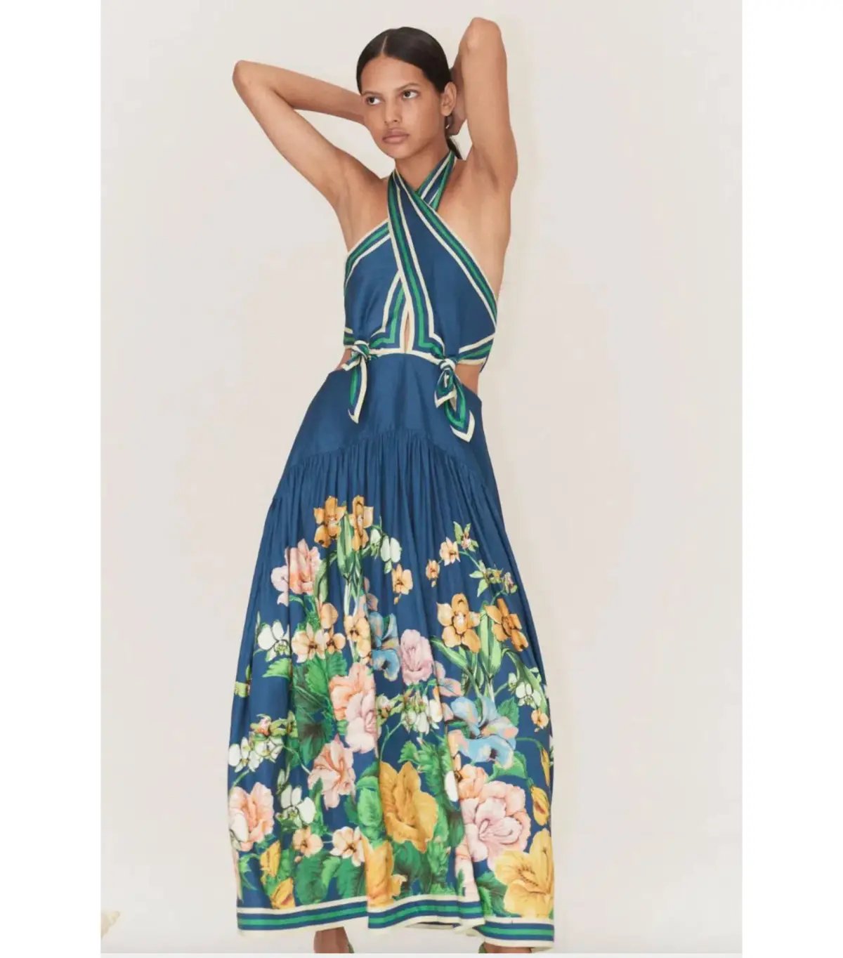 Alemais Lyla Halter Midi Dress Blue Size AU 12 photo 3