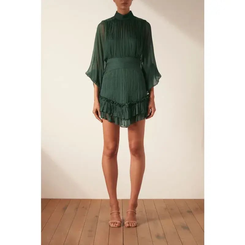 Shona Joy Lèonie Long Sleeve Ruched Mini Dress Rosemary Size 8 photo 2
