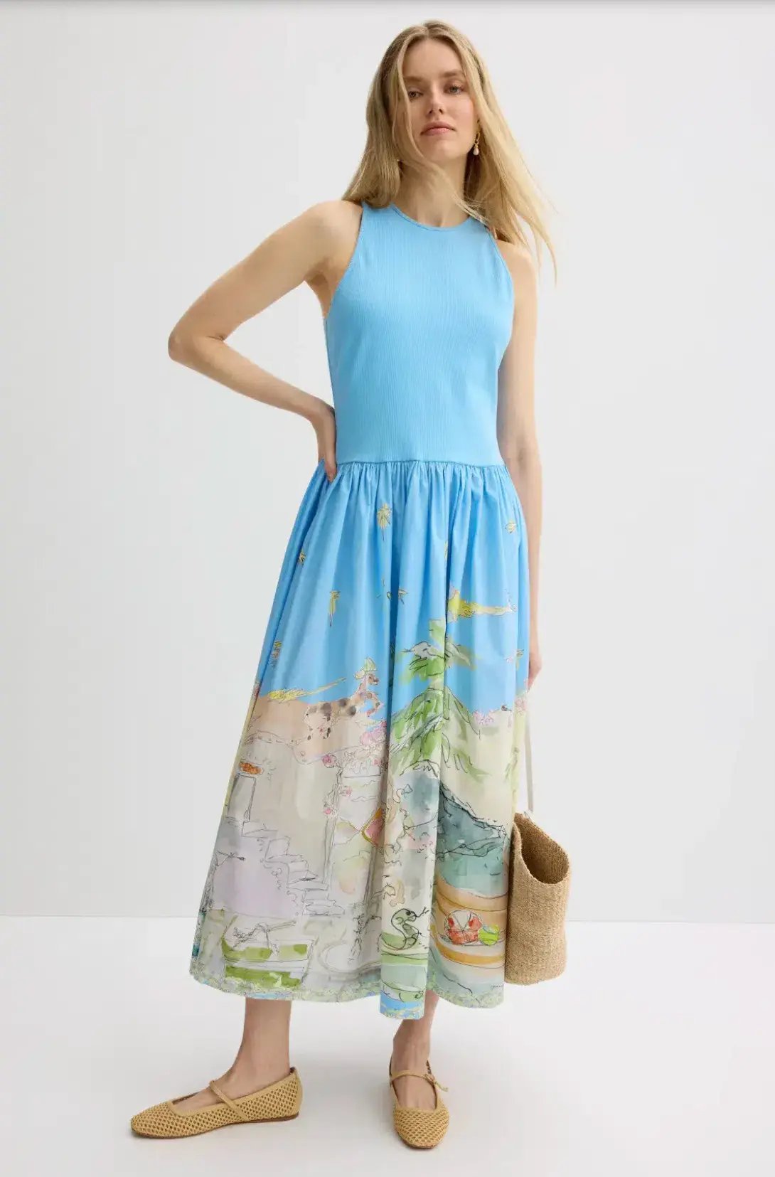 Alemais Anouk Tank Midi Dress Blue Print Size 14 photo 4