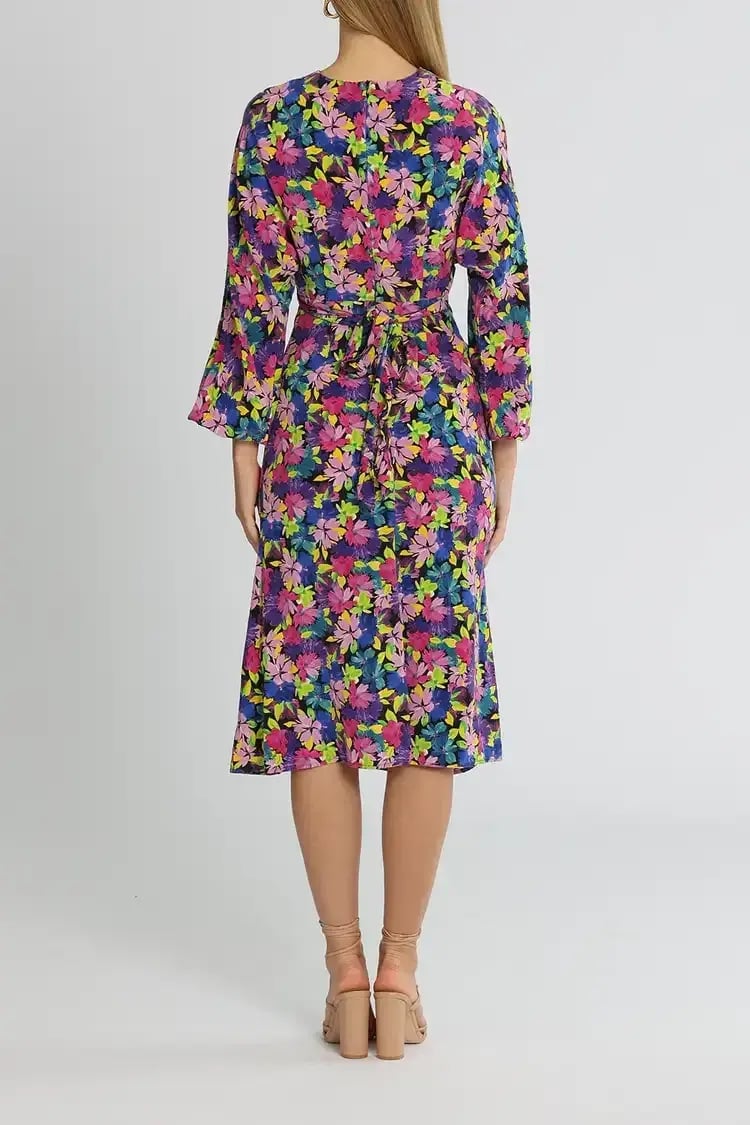 Rebecca Vallance La Isla Bonita Midi Dress Multi Print Size 10 photo 3