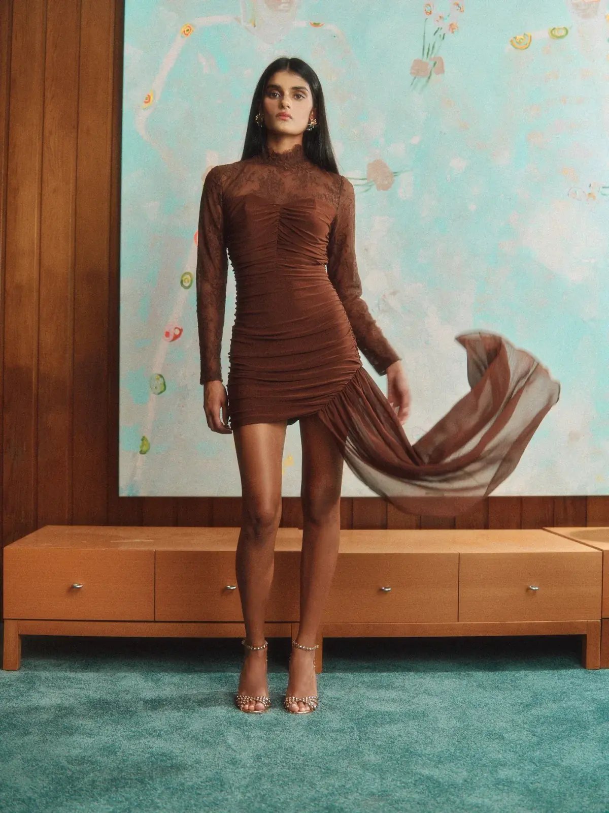 Sonya Moda Mariposa Dress Mini in Brown Size 10 photo 6