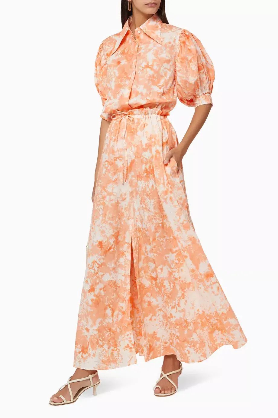 SWF Orange Force Shirt and Skirt Tie Dye Maxi Set Size S/Au 10 photo 2
