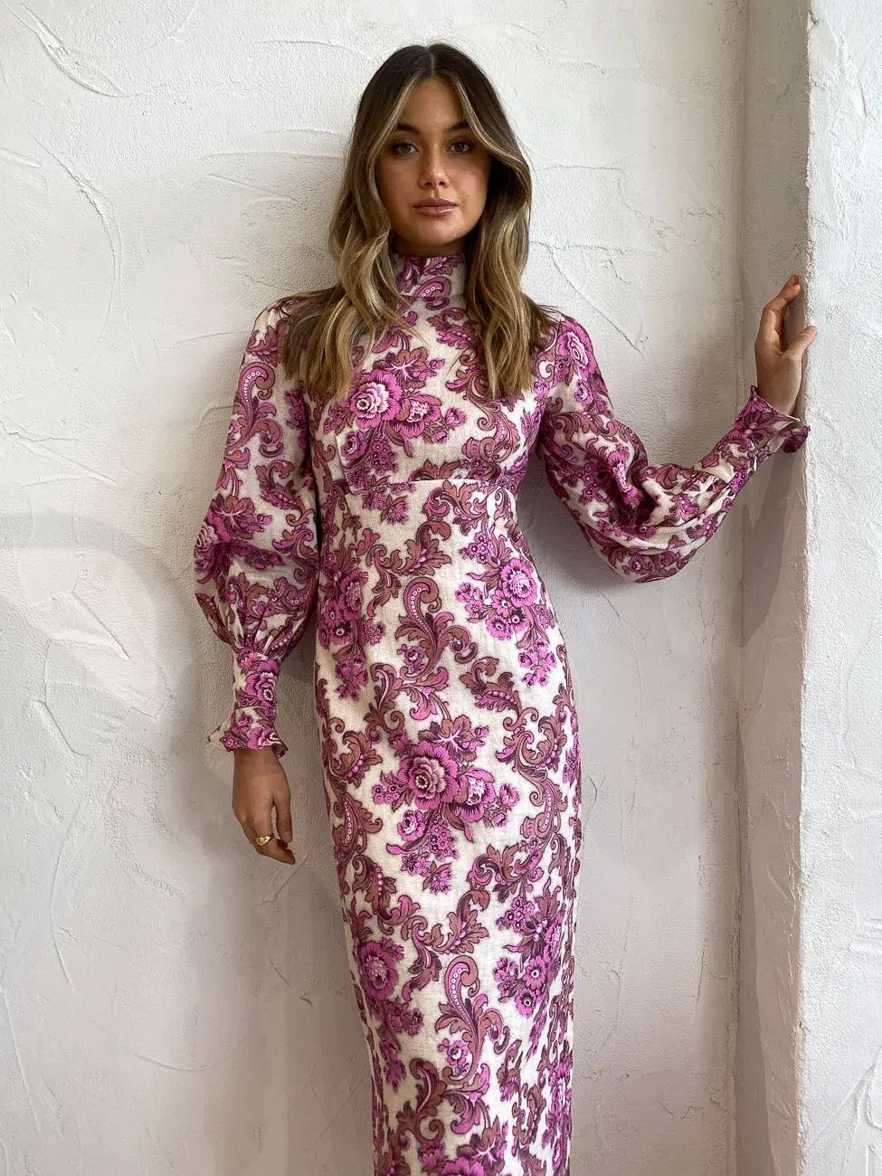 Alemais Isla Midi Dress in Magenta Size 10 photo 7
