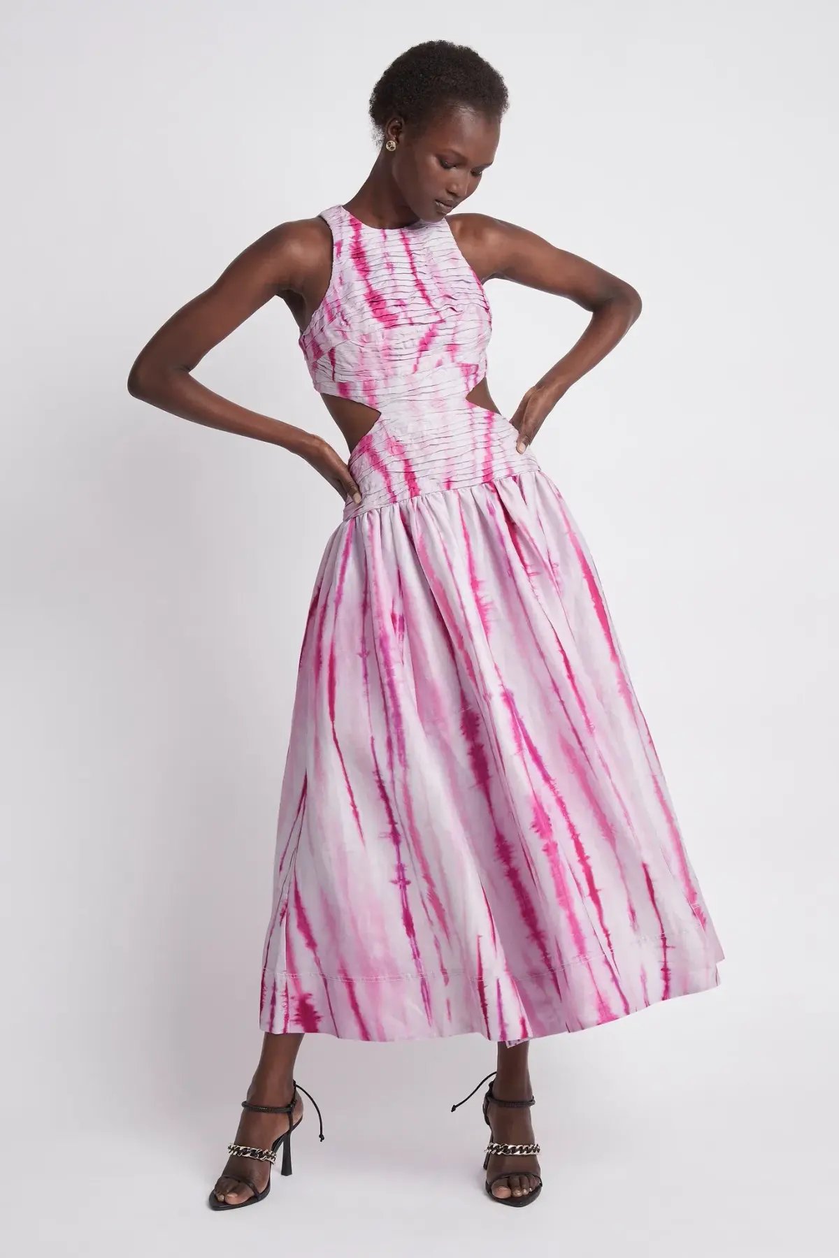 Aje Introspect Cut Out Midi Dress Pink Size 10 photo 4