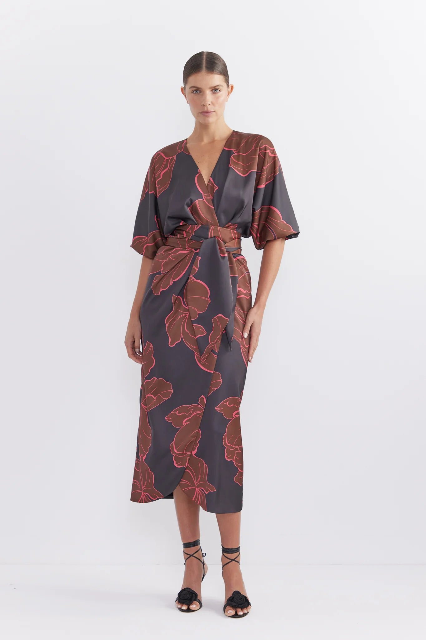 PASDUCHAS FARAH WRAP MIDI DRESS - DARK FLORAL photo 4