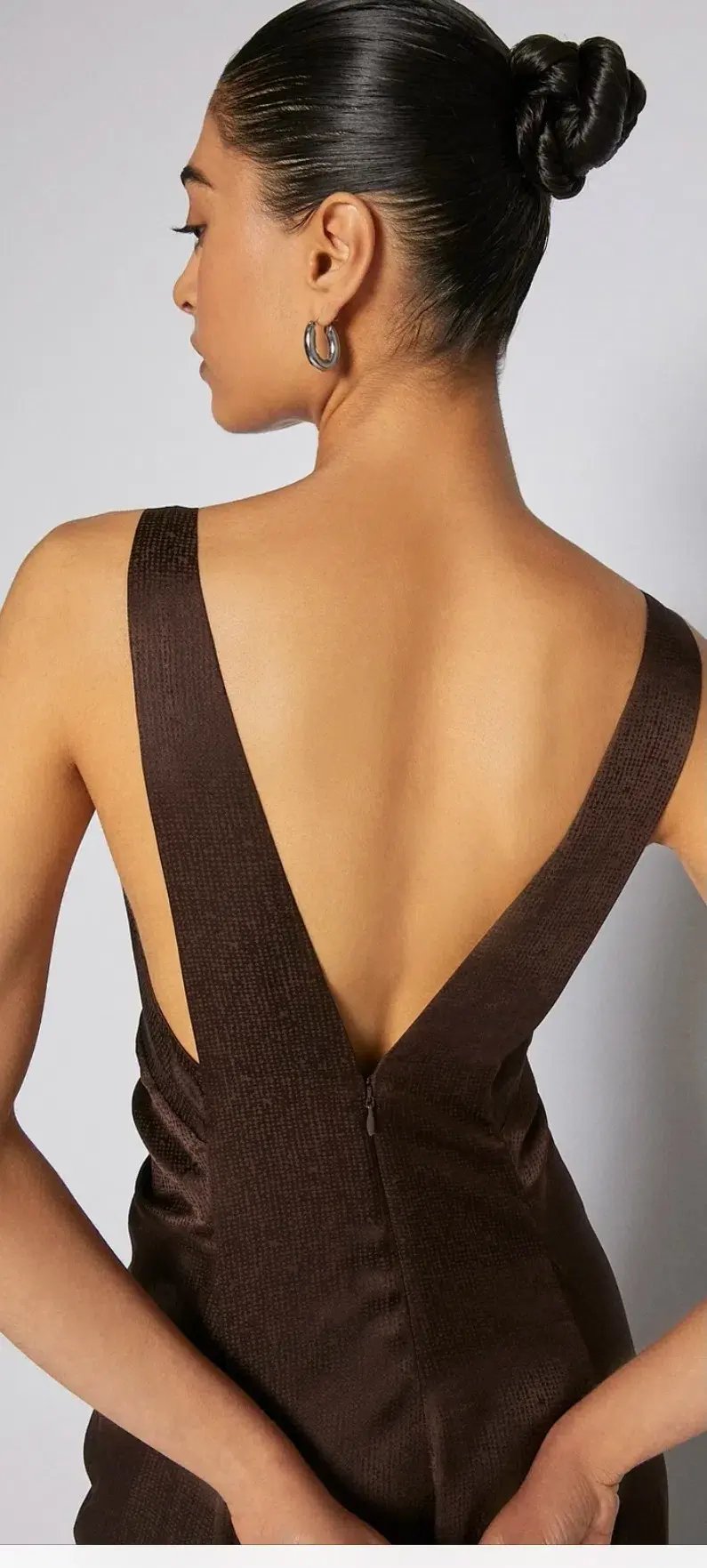 Scanlan Theodore Silk Jacquard Gown Chocolate Size AU 8 photo 3
