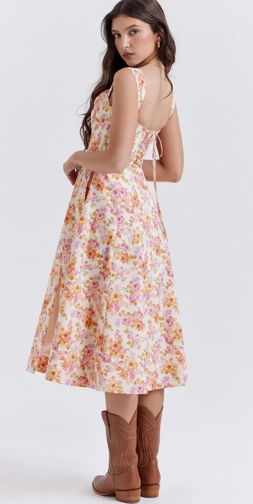 House of CB Saira Midi Sundress in Ivory Floral Size L photo 4