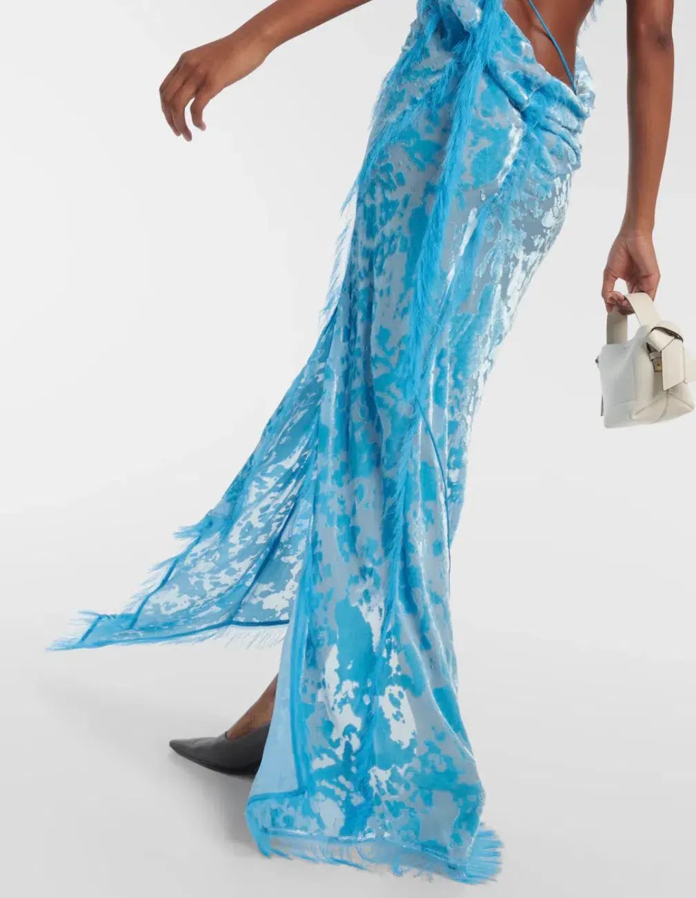Acne Studios Women's Asymmetric Velvet Maxi Dress Neon Blue Size 34 / AU 6 photo 4