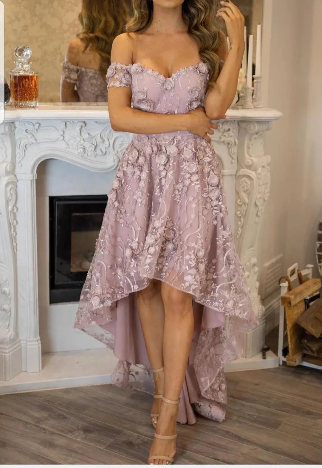 Marian Rahme Rosetta Hi-Low Gown Pink Size 8 photo 5