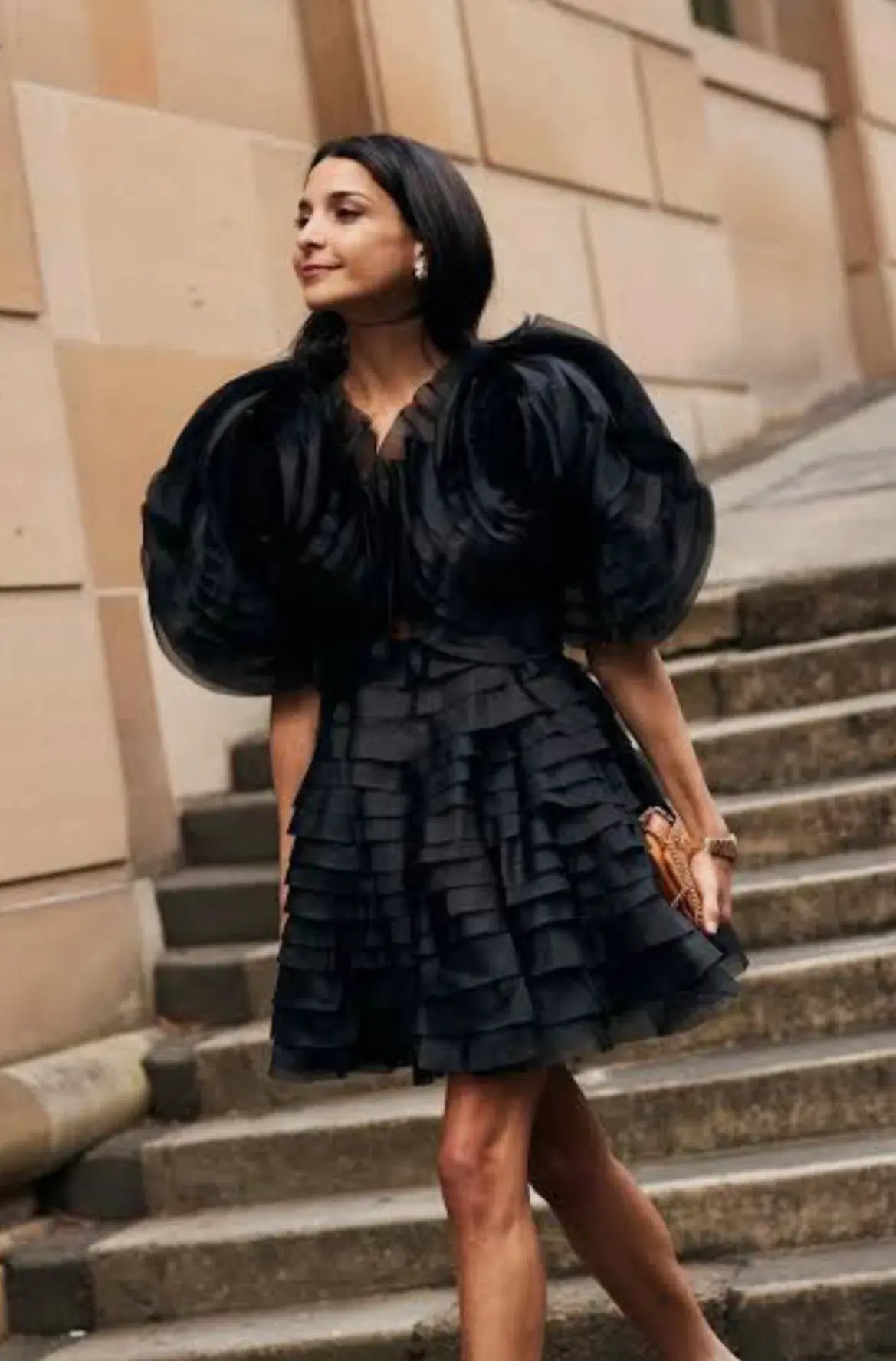 Aje Amour Ruffle Mini Dress Black Size 8 photo 3