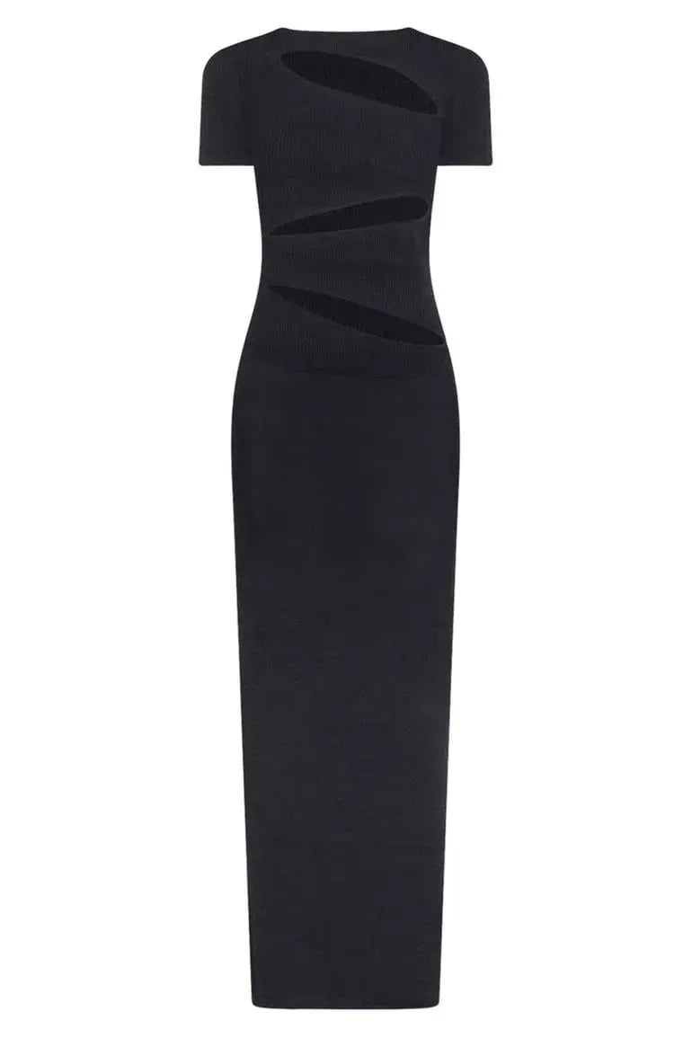 Christopher Esber Slashed Tie Tee Dress  Black Size L/Au 12 photo 4